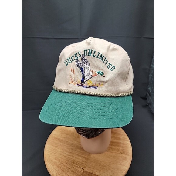 Vintage Ducks Unlimited Snapback Hat One Size Tan Embroidered - Picture 1 of 6